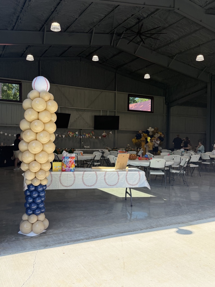 Baseball-themed balloon column